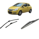 Cumpara ieftin Set 3 stergatoare OPEL CORSA D Hatchback Van (S07) din 2006-2014, pentru parbriz si luneta fata si spate auto, Bosch Twin-Aerotwin Multi, din cauciuc