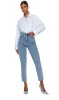 Blugi dama Trendyol talie inalta, albastri, drepti, bumbac 100%, marimea 34 - Outlet