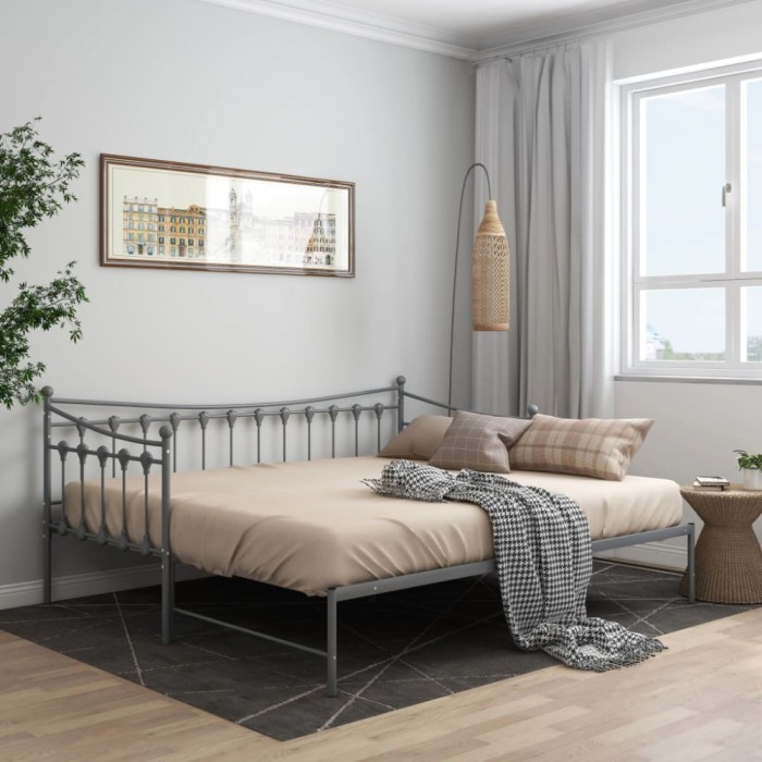 Gossi cadru pat canapea extensibila, gri, 90x200 cm, metal