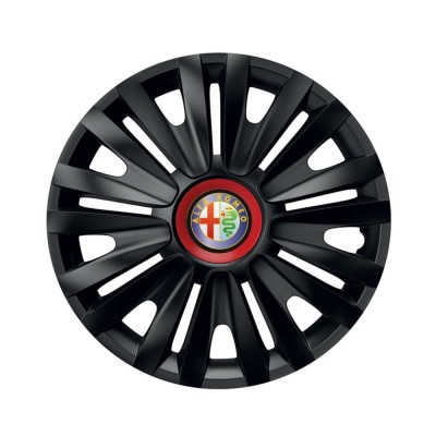 Set 4 capace roti Negre Cu Inel Rosu Royal R15 Compatibil Cu Alfa Romeo foto