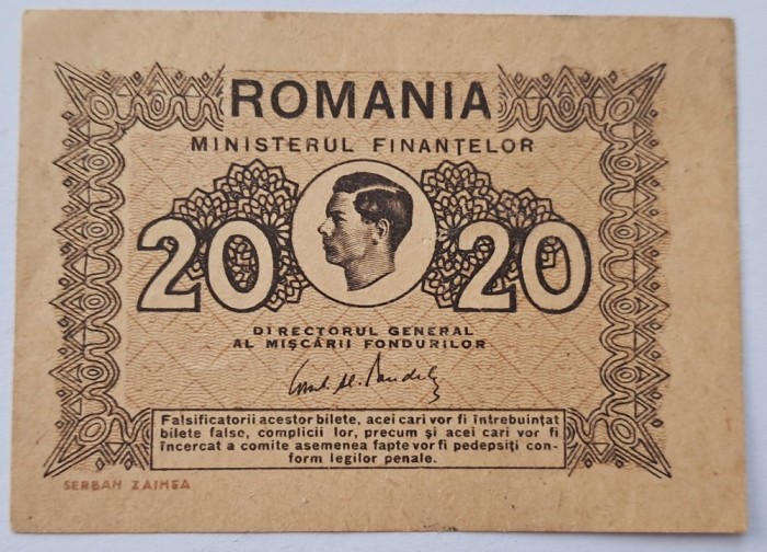 Romania, 20 Lei 1945 Regele Mihai