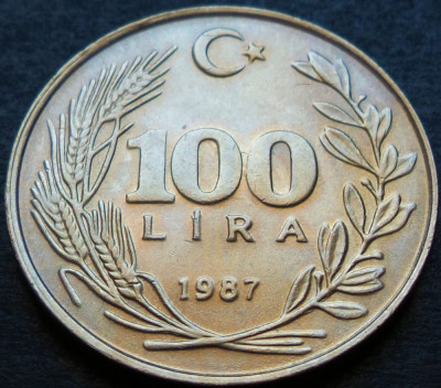 Moneda 10 LIRE TURCESTI - TURCIA, anul 1987 *cod 2852 A = UNC LUCIU DE BATERE foto