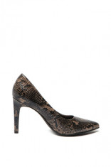 Pantofi stiletto negri, animal print, Marco Tozzi 22437-33 foto