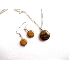 set ochi de tigru ,bijuterie set pandantiv si cercei 35027