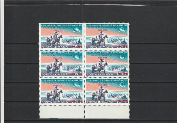1993 LP 1326 - 35 ANI ACTIVITATE A.F.R.-F.F.R.SUPRATIPAR BLOC DE 6 TIMBRE MNH