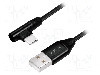 Cablu USB A mufa, USB C mufa in unghi, USB 2.0, lungime 1m, negru, LOGILINK - CU0138