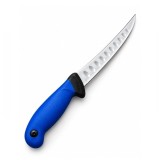 Cumpara ieftin Cuțit pentru filetat DEPOX&reg;, lamă curbată din oțel inoxidabil cu alveole, m&acirc;ner ergonomic, 29 cm, albastru