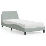 vidaXL Pat cu saltea, gri deschis, 80x200 cm, catifea