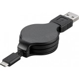 Cablu USB-C 2.0 T-T retractabil 1m Negru, KU31CN1BK