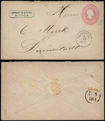 Germany Baden - Old postal stationery Cover Mannheim to Darmstadt D.536 foto