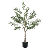 HOMCOM Plantă Artificială de Măslin cu 450 de Frunze, 20 de Măsline și Ghiveci Inclus, &Oslash;15x120 cm, Verde | Aosom Romania