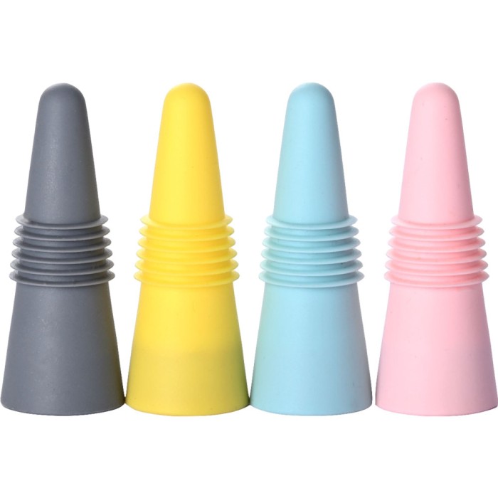 Set 4 dopuri reutilizabile din silicon Cyrax, pentru sticle de vin, bautura, multicolor