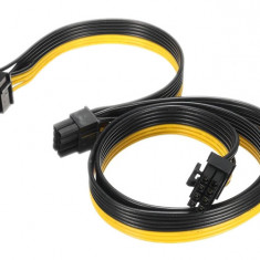 Cablu spliter alimentare placa video pci-e 8 pini tata la 2 x 6+2 pini tata, Active, splitter pcie 6pini 8pini, 60cm + 20cm plat