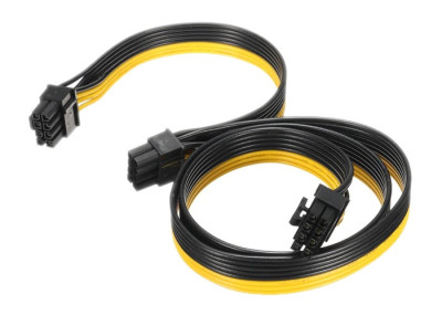 Cablu spliter alimentare placa video pci-e 8 pini tata la 2 x 6+2 pini tata, Active, pcie 6pini 8pini, 60cm + 20cm plat foto