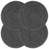 Cumpara ieftin Naproane, 4 buc., gri inchis, 38 cm, iuta, rotund