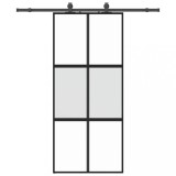 Usa glisanta cu set feronerie neagra 90x205cm sticla securizata