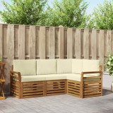 vidaXL Seturi de canapele 4 pcs Natural și Crem Lemn Solid de Acacia 3374730