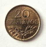 Portugalia 20 Centavos 1972 UNC moneda bronz necirculata km # 595 A Doua Republica