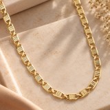 LantiE or Adriano , lant unisex cu zale texturate, placaj triplu cu aur 18K, Brazilia, 60 cm