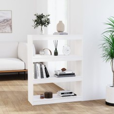 Bibliotecă/Separator cameră alb, 80x30x103,5 cm, lemn masiv pin