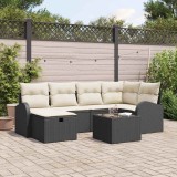 Cumpara ieftin Set de canapea pentru grădină cu perne - Rattan sintetic negru, 7 piese