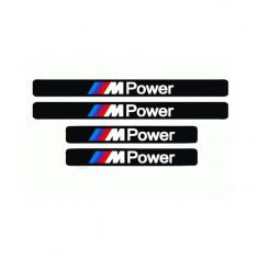 Set Stickere Auto Protectie Praguri BMW M Power, cu scris alb, 4buc foto