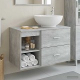 Cumpara ieftin Set dulap baie 2 buc. Gri Beton 79,5 x 44,5 x 80 cm