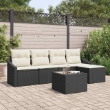 Set de Dining pentru Grădină cu 5 Piese și Perne Culoare Brown din Rattan Poly