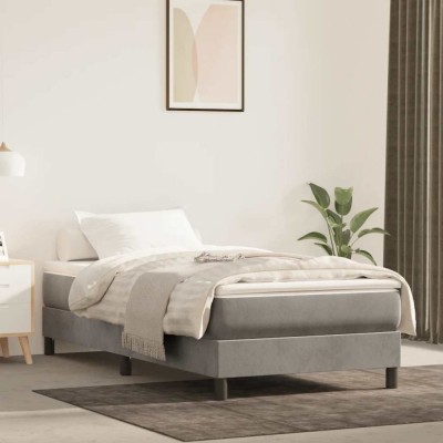 vidaXL Saltea de pat cu arcuri, gri deschis, 80x220x20 cm, catifea 4016594 foto