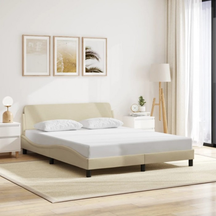vidaXL Cadru de pat fără saltea, crem, 160x200 cm, textil