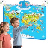 Harta audio interactiva Lumea Animalelor, jucarie educationala engleza, 56x41cm