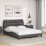 Cumpara ieftin Cadru de pat cu tăblie, gri, 140x190 cm, piele ecologică