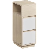 Noptiera &icirc;ngusta VASAGLE cu 2 sertare si compartiment reversibil, bej-alb