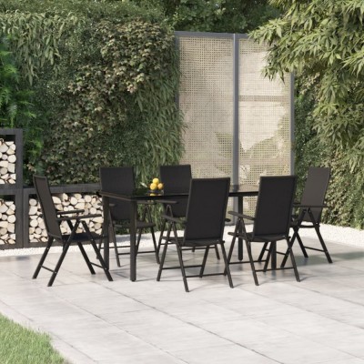 vidaXL Set mobilier de grădină, 7 piese, negru, poliratan 3156513 foto