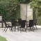 Gossi set mobilier de gradina, 7 piese, negru, poliratan