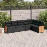 Cumpara ieftin Set canapele de grădină cu perne, 7 piese, negru, poliratan