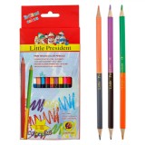 Set Creioane Colorate, Little President, 12 Bucăți, V&acirc;rf Subțire, Multicolor, M&acirc;ner Confortabil, Oem
