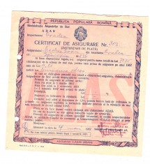 Certificat de asigurare ADAS RPR 1957