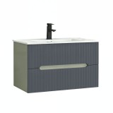 Trent 80 dulap de baie inferior cu chiuvetă ceramică (2 sertare) verde măslin-gri antracit