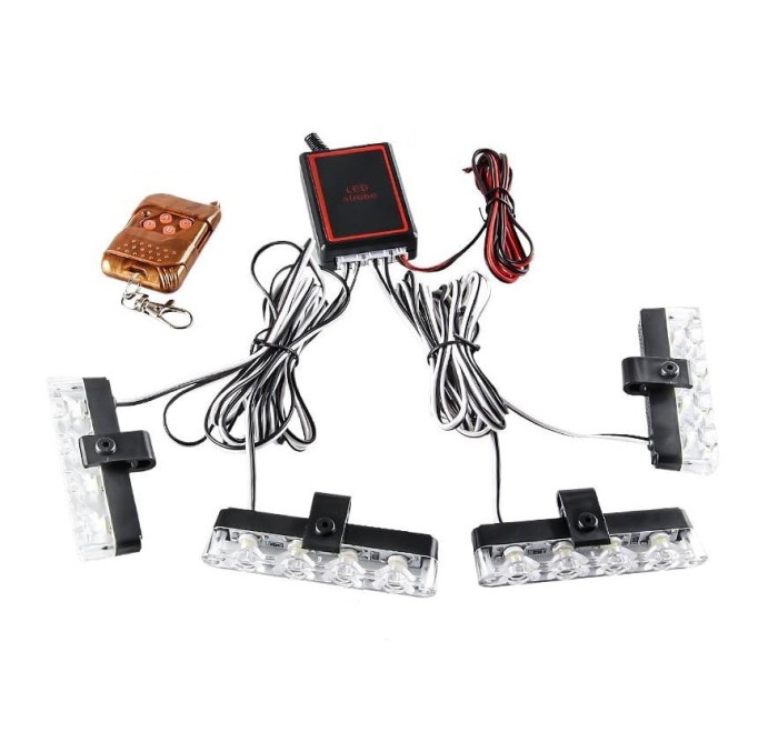 Set 4 stroboscoape cu 4 leduri, lumina Galbena si Telecomanda