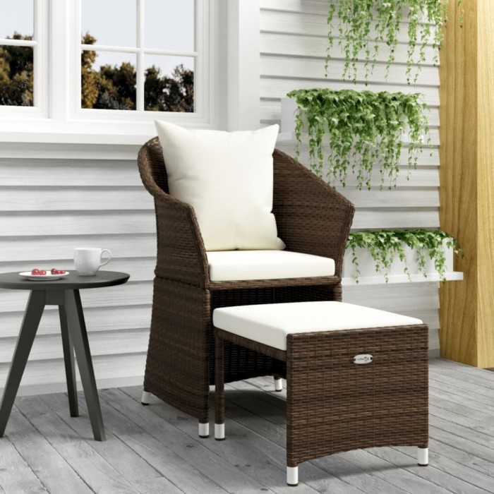 vidaXL Set mobilier de grădină cu perne, 2 piese, maro, poliratan 319683