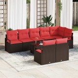 vidaXL Set de canapea 9 pcs Maro poliratan 3346444