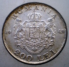 R.103 ROMANIA MIHAI I 200 LEI 1942 ARGINT foto