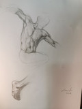 Studiu masculin &bdquo;Sburătorul&rdquo; (artist ComicCon Bucharest), Nud, Carbune, Realism