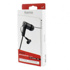 Casti audio Hama Intense, In-ear, Microfon, Cablu plat, NEGRU