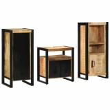 Cumpara ieftin Set de mobilier pentru baie 3 buc. Maro si negru