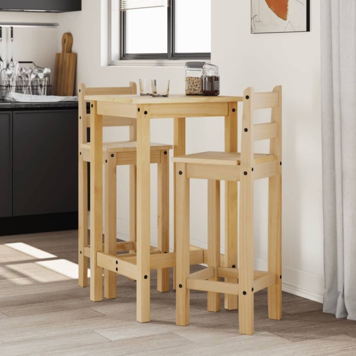 Gossi set mobilier de bar, 3 piese, lemn masiv de pin