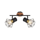Plafoniera Industrial Klausen Skull AP2 2xE27 30x13x23cm Metal Lemn Negru Maro Corp Iluminat Modern pentru Living Hol Dormitor Design Urban Elegante