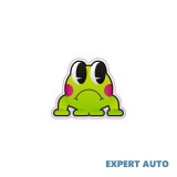 Sticker Auto Broasca kwmobile, 7x8cm, PVC Autocolant, Alb Negru Gri Rosu, Rezistent Zgarieturi, Universal, 1 Bucata