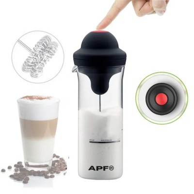 Spumator Electric de Lapte si Cafea APF&amp;reg; &amp;ndash; Mixer Portabil, 450ml, Pahar din Sticla Borosilicata, Alimentare pe Baterii foto